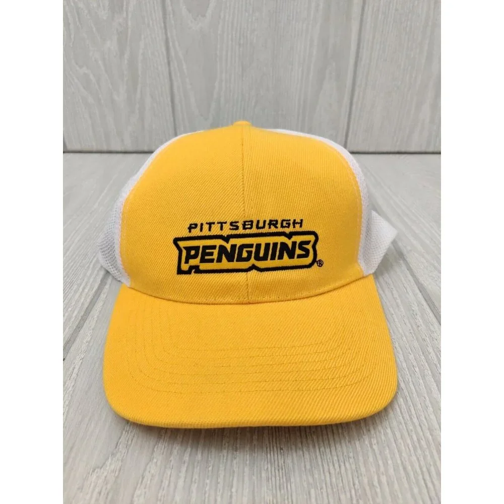 Pittsburgh Penguins Yellow And White Mesh Adjustable Hat